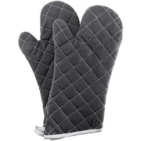 Oven Mitts Heat Fire Resistant Oven Mitts 425 ° F, Quilted Terry Cloth Cotton Soft Lining Oven Gloves, Extra Long Kitchen Mittens for Cooking Baking
