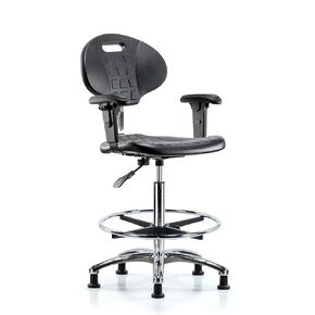 مقعد عالي للمقعد من LabTech موديل LT40781 درجة 10 من المطاط اللدن حراريًا، قاعدة من الكروم، أذرع، حلقة قدم من الكروم، ينزلق in Kuwait