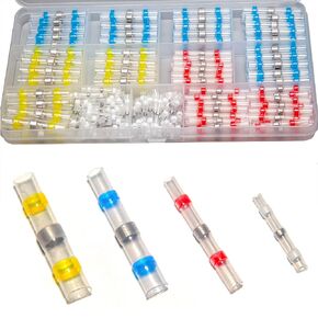 GAJING 194PCS Solder Seal Wire Connectors Kit, Waterproof Insulated Heat Shrink Butt Sleeve Solder Stick Electrical Wire Terminals for Marine Automotive Boat Truck Stereo Joint (AWG26-10)
