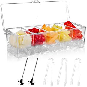 Chilled Serving Tray, Ice Party Platter with Lid, 4 Compartments Appetizer Serving Tray on Ice in Saudi Arabia