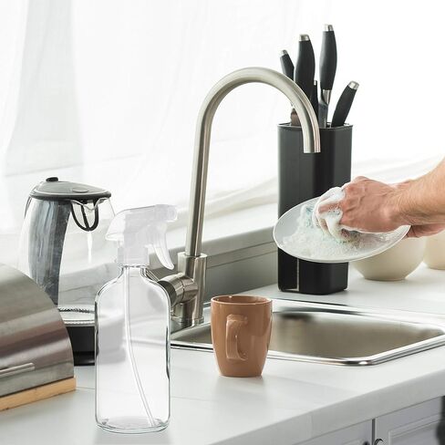 6 عبوات من زجاجات رذاذ زجاجية شفافة قابلة لإعادة الملء سعة 16 أونصة - حاويات قابلة لإعادة الاستخدام مع بخاخ قابل للتعديل: الرذاذ والتيار - للزيوت العطرية ومستحضرات التجميل ومنتجات التنظيف والنباتات والطبخ والعلاج العطري in Kuwait