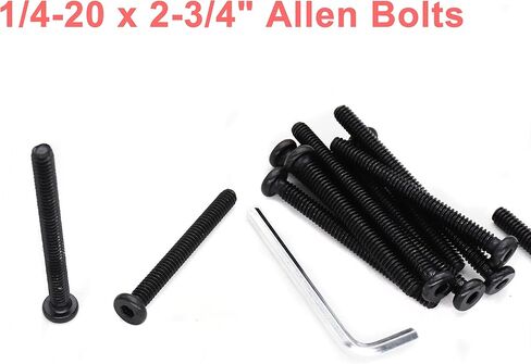 cSeao 12pcs Black 1/4-20 x 2-3/4" Socket Cap Screws Allen Head Bolts with One Hex Key in Saudi Arabia