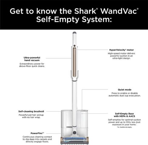 نظام مكنسة Shark WS642AE Wandvac اللاسلكي ذاتي التفريغ + حزمة قاعدة شحن HEPA (متجددة) مع حزمة حماية محسنة CPS لمدة 3 سنوات in Kuwait