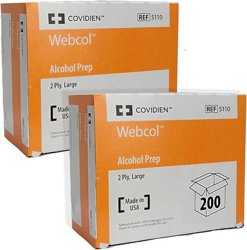 إعداد الكحول من Webcol (5110) - طبقتان كبيرتان - 200 قطعة (عبوتان - 400 منديل إجمالي) in Kuwait