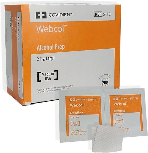 إعداد الكحول من Webcol (5110) - طبقتان كبيرتان - 200 قطعة (عبوتان - 400 منديل إجمالي) in Kuwait