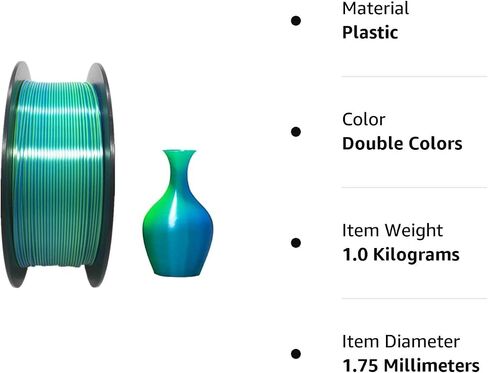 Prinko PLA 3D Printer Filament, PLA Filament 1.75mm, Dimensional Accuracy +/- 0.02 mm, 1kg Carton Spool PLA Filament, 1.75mm (Rainbow) in Saudi Arabia