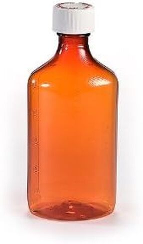 Pharmacy Oval Bottle Amber 1 oz with CR Caps Included (QTY. 100) - Prescription Pharmacy Bottle, Pharmacy Container, Prescription Plastic Container by Sponix in Saudi Arabia
