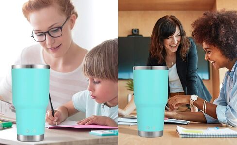 كوب أزرق معزول بجدار مزدوج من الفولاذ المقاوم للصدأ سعة 30 أونصة مع قش وغطاء، فرشاة تنظيف للمشروبات الباردة والساخنة in Kuwait