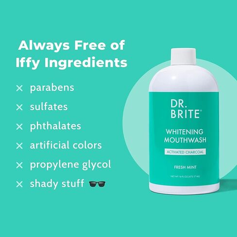 Dr. Brite Natural Whitening Mouthwash, Alcohol-Free, Doctor Formulated to Prevent Bad Breath - Mint, 16 oz in Saudi Arabia