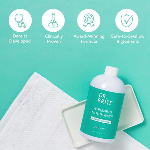 Dr. Brite Natural Whitening Mouthwash, Alcohol-Free, Doctor Formulated to Prevent Bad Breath - Mint, 16 oz in Saudi Arabia