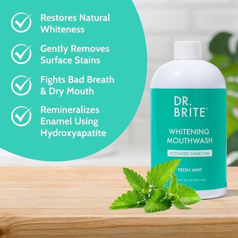Dr. Brite Natural Whitening Mouthwash, Alcohol-Free, Doctor Formulated to Prevent Bad Breath - Mint, 16 oz in Saudi Arabia