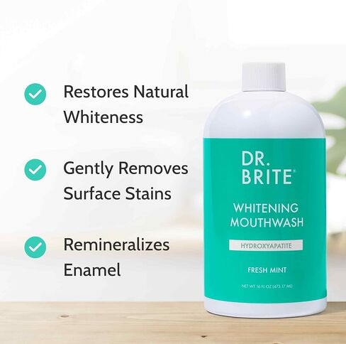 Dr. Brite Natural Whitening Mouthwash, Alcohol-Free, Doctor Formulated to Prevent Bad Breath - Mint, 16 oz in Saudi Arabia
