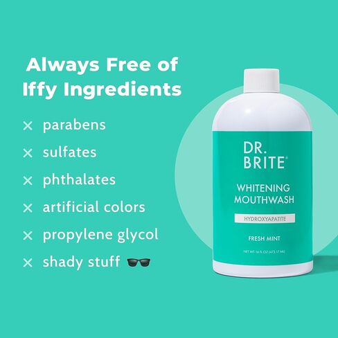 Dr. Brite Natural Whitening Mouthwash, Alcohol-Free, Doctor Formulated to Prevent Bad Breath - Mint, 16 oz in Saudi Arabia
