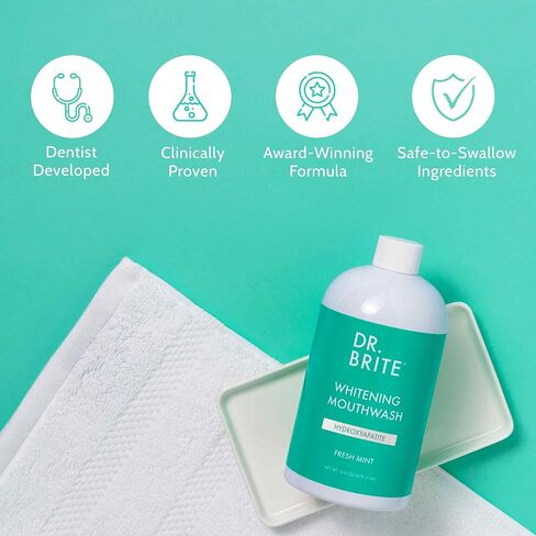 Dr. Brite Natural Whitening Mouthwash, Alcohol-Free, Doctor Formulated to Prevent Bad Breath - Mint, 16 oz in Saudi Arabia