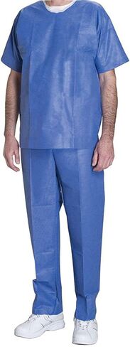 LIFESOFT Disposable Scrub Shirts, Dark Blue 10 Pack (Shirts) in Kuwait