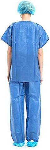 LIFESOFT Disposable Scrub Shirts, Dark Blue 10 Pack (Shirts) in Kuwait