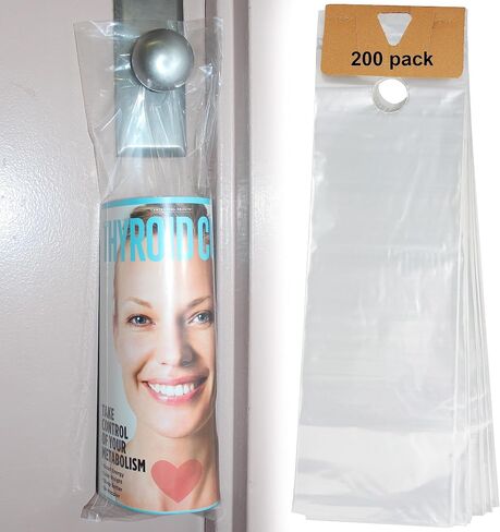 Plastic Door Hanger Bags 1000 Pack - 6 x 19 In, Clear Door Hanger Bags | 19" Tall Flyer Bags, 1.5 mil Thick, Moisture & Tear Resistant, Easy Fill, Fits Brochures, Invitations, Samples & Postcards. in Saudi Arabia
