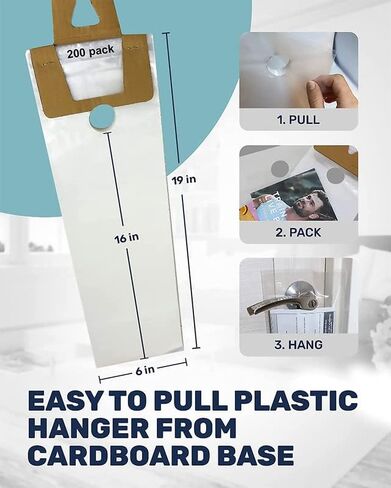 Plastic Door Hanger Bags 1000 Pack - 6 x 19 In, Clear Door Hanger Bags | 19" Tall Flyer Bags, 1.5 mil Thick, Moisture & Tear Resistant, Easy Fill, Fits Brochures, Invitations, Samples & Postcards. in Saudi Arabia