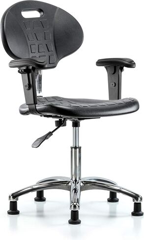 LabTech Seating LT40777 Class 10 Clean Room Tulip Polyurethane Desk Height Chair Chrome Base, Arms, Glides in Saudi Arabia