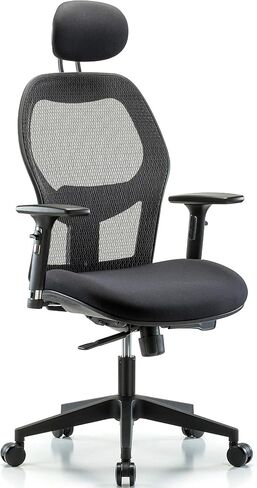 LabTech Seating LT41305 Executive Mesh Desk Height Chair Nylon Base, H1 3D Arms, Casters in Saudi Arabia