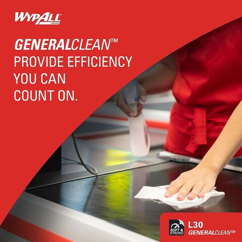 WypAll® GeneralClean™ L30 Heavy Duty Cleaning Towels (05812), Quarterfold, Strong and Soft Towels, White (90 Sheets/Pack, 12 Packs/Case, 1,080 Sheets/Case) in Saudi Arabia