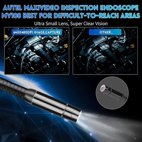 Autel MaxiVideo MV108S Inspection Camera - 8.5mm Diameter Digital Borescope Inspection Camera, Compatible Scanner MK906PRO/MK808/MX808/MK808Z-BT/MP808/ultra, Upgraded Inspection Camera in Saudi Arabia