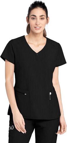 BARCO Grey's Anatomy Scrubs Signature - بلوزة فرك لندن للنساء، بلوزة فرك نسائية مطاطية برقبة على شكل حرف V in Saudi Arabia
