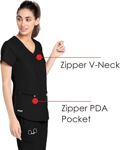 BARCO Grey's Anatomy Scrubs Signature - بلوزة فرك لندن للنساء، بلوزة فرك نسائية مطاطية برقبة على شكل حرف V in Saudi Arabia