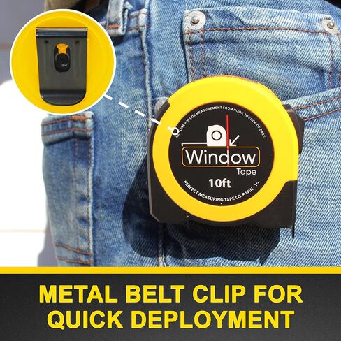 Perfect Measuring Tape - Window Tape Measure - 10 ft Steel - Easy-Read Fractional Tape Measure with Feet & Inches - Great for Measuring Windows, Doors, & Cabinets - Inside & Outside Measurements in Kuwait