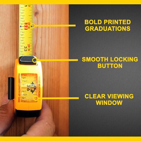 Perfect Measuring Tape - Window Tape Measure - 10 ft Steel - Easy-Read Fractional Tape Measure with Feet & Inches - Great for Measuring Windows, Doors, & Cabinets - Inside & Outside Measurements in Kuwait