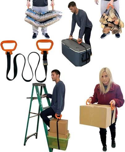 مقبض متعدد وأشرطة رفع للسحب، 2 مقبض متحرك قابل للتعديل، حزام أمتعة رافع للأثاث مع مقابض قابلة للتعديل لحمل الأثاث والأجهزة والمراتب والرياضة ومعدات التخييم in Kuwait