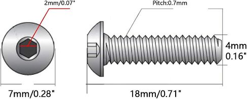 M4x6mm Button Head Socket Cap Screws,Alloy Steel, Fully Threaded,Allen Hex Drive(M4x6,100Pcs) in Kuwait