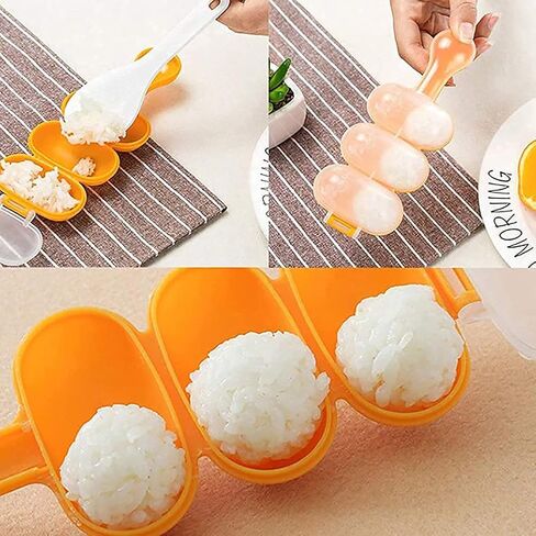 DZHT Rice Ball Molds, DIY Rice Baller Shakers Lunch Maker Mould, Onigiri Mold, Ball Shaped Kitchen Tools Food Decor for Kids, Rice Ball Mold Shaker Sushi Maker Mould with a Mini Rice Paddle (1 Set) in Kuwait