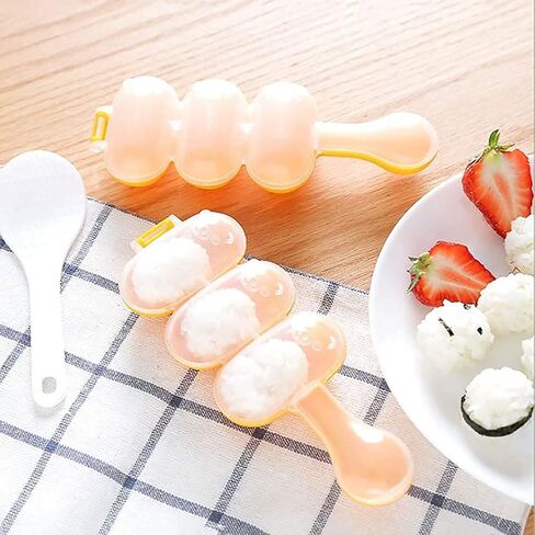 DZHT Rice Ball Molds, DIY Rice Baller Shakers Lunch Maker Mould, Onigiri Mold, Ball Shaped Kitchen Tools Food Decor for Kids, Rice Ball Mold Shaker Sushi Maker Mould with a Mini Rice Paddle (1 Set) in Kuwait
