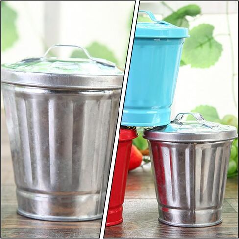 Toddmomy سطل معدني صغير مع غطاء سلة المهملات الصغيرة للمكتب علب القمامة المعدنية الصغيرة سلة المهملات المعدنية مع غطاء لطاولة المكتب المنزلي in Kuwait