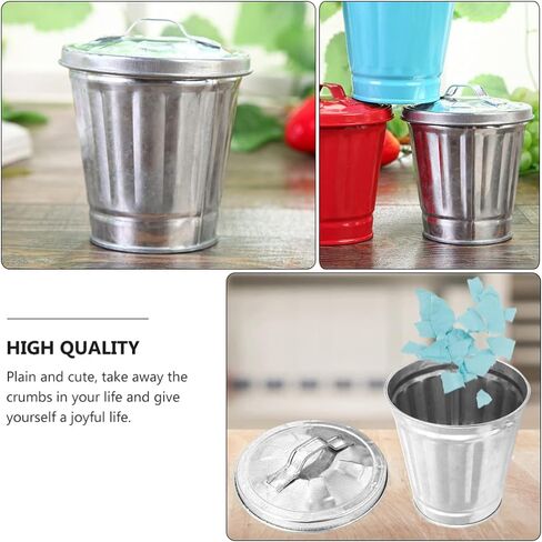 Toddmomy سطل معدني صغير مع غطاء سلة المهملات الصغيرة للمكتب علب القمامة المعدنية الصغيرة سلة المهملات المعدنية مع غطاء لطاولة المكتب المنزلي in Kuwait