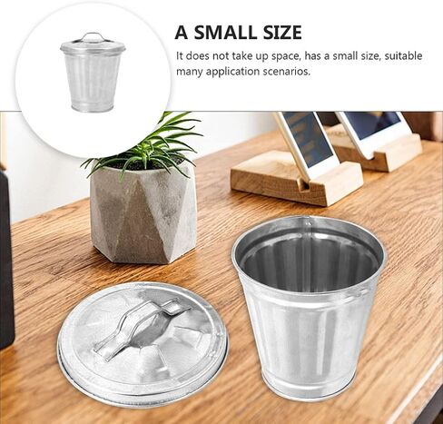 Toddmomy سطل معدني صغير مع غطاء سلة المهملات الصغيرة للمكتب علب القمامة المعدنية الصغيرة سلة المهملات المعدنية مع غطاء لطاولة المكتب المنزلي in Kuwait