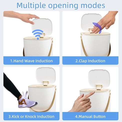 سلة المهملات الذكية بدون لمس، 4.2 جالون مستشعر حركة، سلة قمامة صغيرة مقاومة للماء مع غطاء، سلة قمامة كهربائية أوتوماتيكية قابلة لإعادة الشحن مع مقبض للحمام، المطبخ، المكتب، غرفة المعيشة، عربة سكن متنقلة in Kuwait
