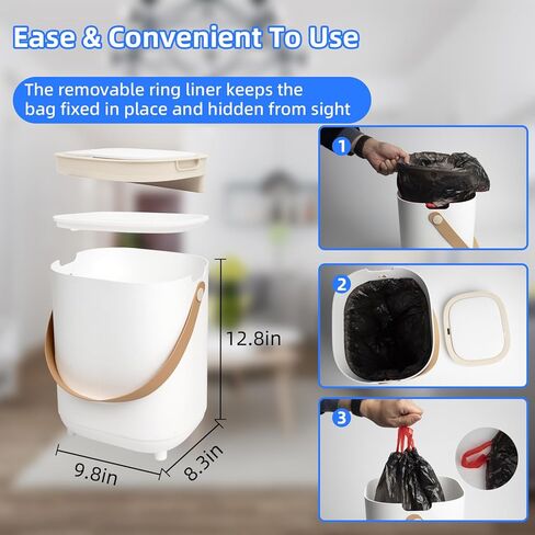 سلة المهملات الذكية بدون لمس، 4.2 جالون مستشعر حركة، سلة قمامة صغيرة مقاومة للماء مع غطاء، سلة قمامة كهربائية أوتوماتيكية قابلة لإعادة الشحن مع مقبض للحمام، المطبخ، المكتب، غرفة المعيشة، عربة سكن متنقلة in Kuwait