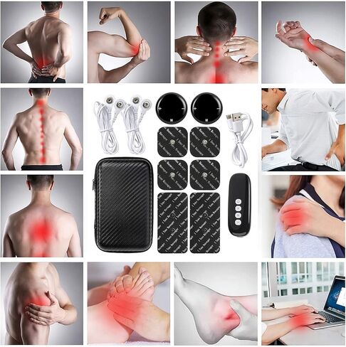 Wireless TENS & EMS Therapy Unit, 10 Modes with 39 Levels Sync Stim Massager Unit Muscle Stimulator for Pain Relief, 6pcs Electrode Pads & Case in Saudi Arabia