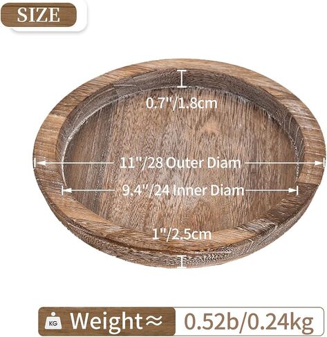 Hanobe Black Round Decorative Coffee Tray Wooden Trays for Coffee Table Centerpieces Dining Room Circle Wood Ottoman Serving Tray for Bathroom Kitchen Counter Candle Holder in Kuwait