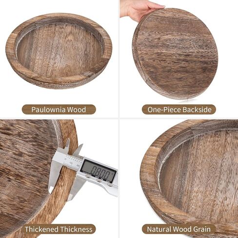 Hanobe Black Round Decorative Coffee Tray Wooden Trays for Coffee Table Centerpieces Dining Room Circle Wood Ottoman Serving Tray for Bathroom Kitchen Counter Candle Holder in Kuwait