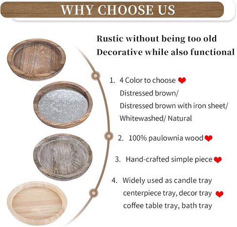 Hanobe Black Round Decorative Coffee Tray Wooden Trays for Coffee Table Centerpieces Dining Room Circle Wood Ottoman Serving Tray for Bathroom Kitchen Counter Candle Holder in Kuwait