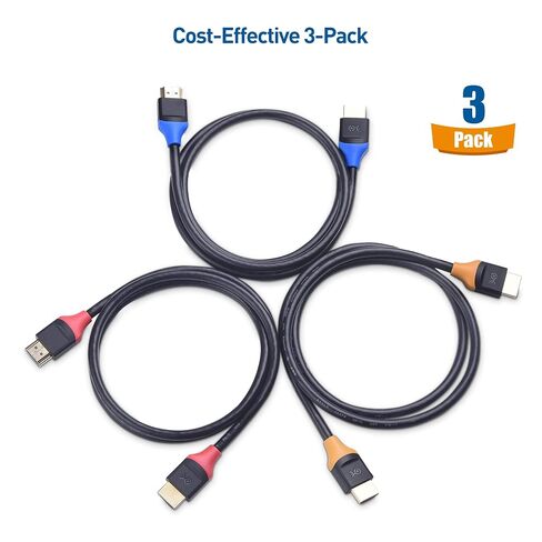 Cable Matters 3-Pack 4K High Speed HDMI Cable, 15ft | 4K@60Hz, 2K@144Hz, FreeSync, G-SYNC, HDR, Color-Coded Connectors, for Gaming Monitor, PC, Apple TV and More in Kuwait