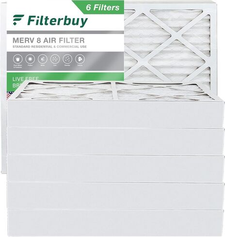 فلتر هواء 20 × 25 × 4 فلتر MERV 8 دفاع الغبار (6 عبوات)، استبدال مرشحات الهواء الفرن المطوية HVAC AC (الحجم الفعلي: 19.38 × 24.38 × 3.63 بوصة) in Kuwait