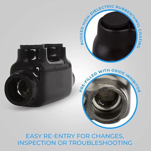OhLectric Black Insulated Inline Splice Connector, Wire Range 250-6, Allen Hex 5/16, Rubber Vinyl Coated Prefilled w/Oxide Inhibitor Easy Entry 4.13" x 1.3" x 2.14", 2 Set Screws (Pack of 4) OL-73138 in Saudi Arabia