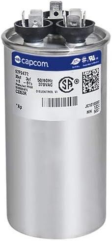مكثف GE Genteq المستدير 35/3 uf MFD 370 فولت 97F9472 (يحل محل GE 97F9472BZ2 وZ97F9472)، 35 3 MFD في 370 فولت in Kuwait