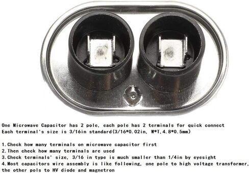 استبدال مكثف الميكروويف BlueNatHxRPR 0.91 فائق التوهج MFD مع مكثف الجهد العالي 4.8x0.5 مم/0.19x0.02 بوصة 2100 فولت تيار متردد in Saudi Arabia