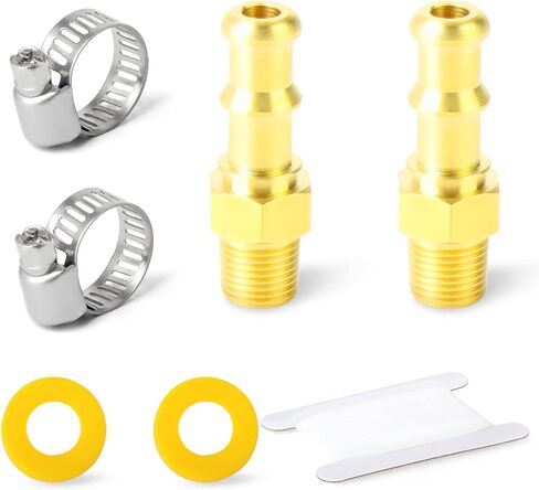 قطعتان من وصلات الخراطيم الدوارة النحاسية من GASHER 3/8 بوصة بارب × 5/8 بوصة - 18 خيط (توهج مقلوب) مع اتحاد حلقة مطاطية للوقود/الهواء/السائل/الغاز in Kuwait
