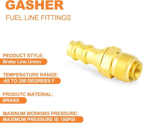 قطعتان من وصلات الخراطيم الدوارة النحاسية من GASHER 3/8 بوصة بارب × 5/8 بوصة - 18 خيط (توهج مقلوب) مع اتحاد حلقة مطاطية للوقود/الهواء/السائل/الغاز in Kuwait